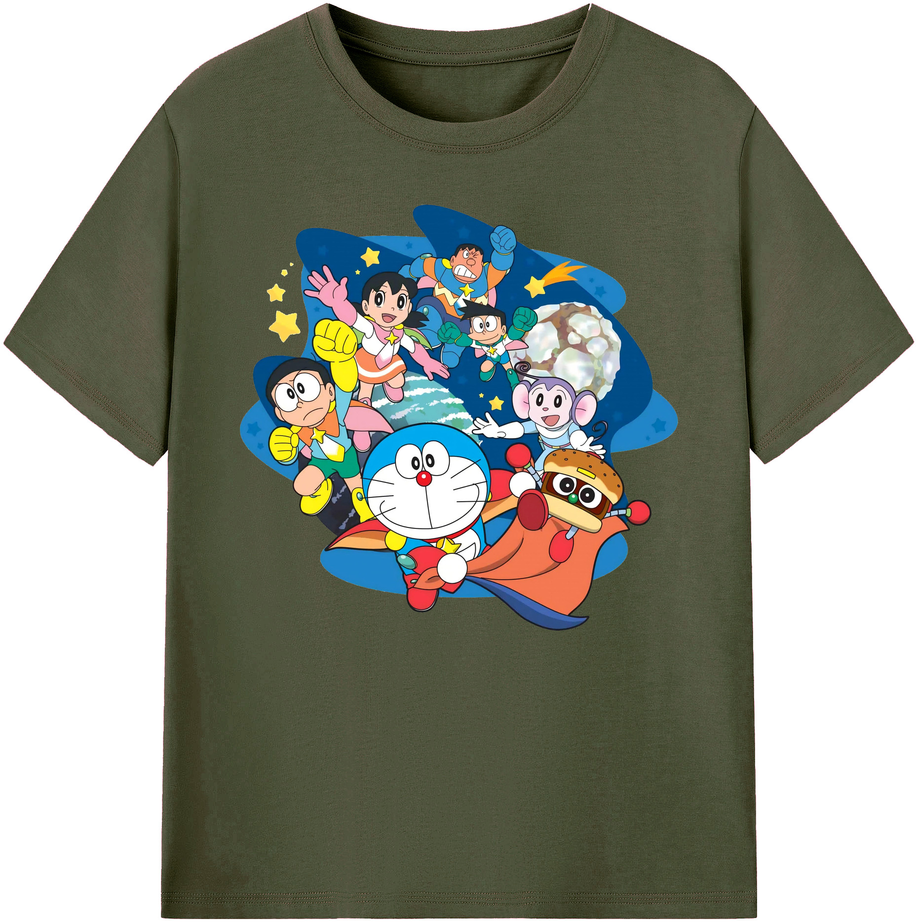（画像用） ドラえもん Doraemon 綿100％ メンズ半袖Tシャツ｜肌触りやわらか＆通気性